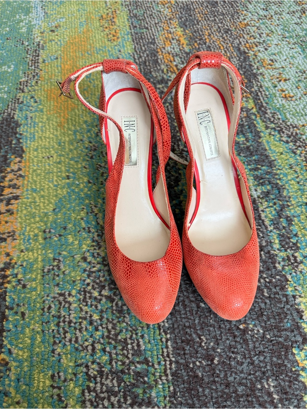 INC International Concepts Orange  Slingback Pumps with Textured Finish